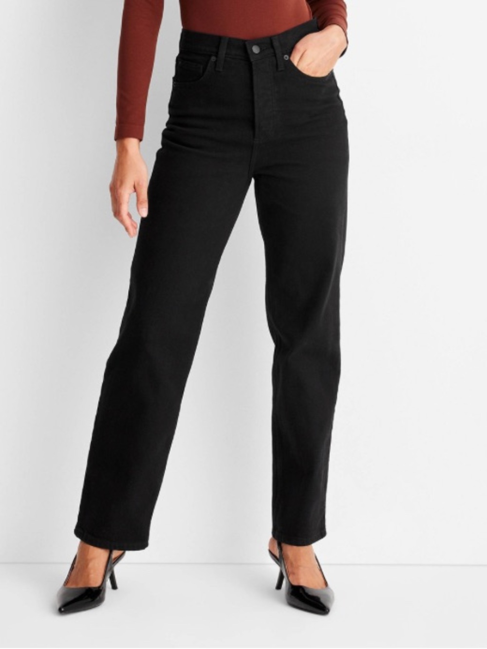 Universal thread highest rise, straight leg, black jeans, size 14.